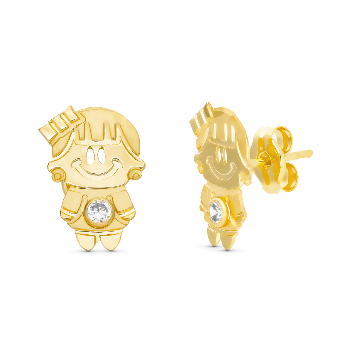 18K PENDIENTES ORO AMARILLO NENA 11X7 MM CON CIRCONITA CIERRE PRESION 0