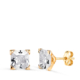 18K PENDIENTES ORO AMARILLO CIRCONITA CUADRADA CON 4 GARRAS. ANCHO: 7MM. CIERRE PRESION 0