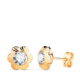 18K PENDIENTES ORO AMARILLO FLOR ORLA TALLADA CIRCONITA. MEDIDA: 9MM CIERRE PRESION 0
