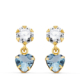 18K PENDIENTES ORO AMARILLO DOS CUERPOS CON CIRCONITA Y AGUAMARINA CORAZON 14 X 5MM. CIERRE PRESION 0