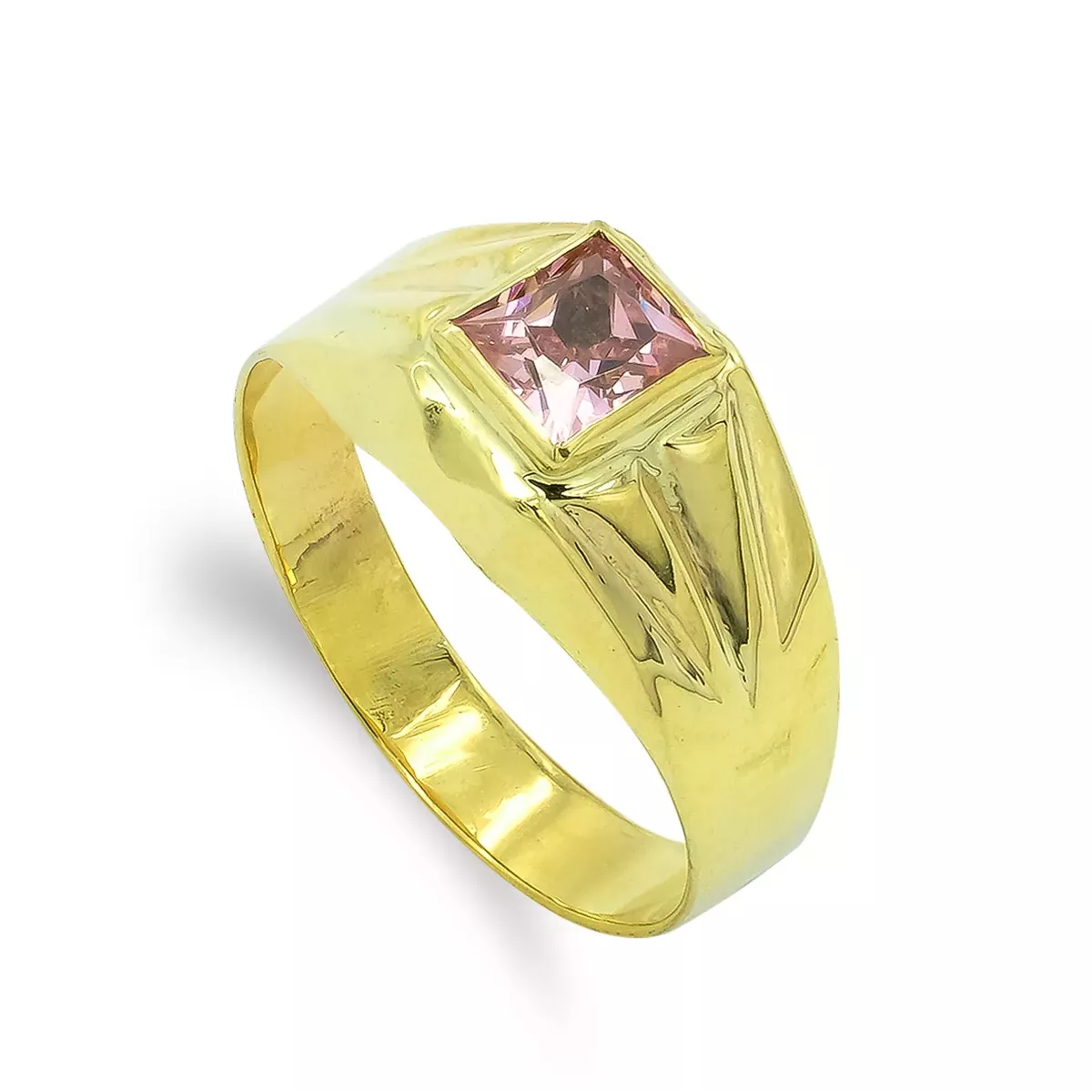 9K SELLO ORO AMARILLO BEBE CON CIRCONITA ROSA 4 MM 1