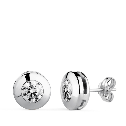 18K PENDIENTES ORO BLANCO CHATON GALERIA CON CIRCONITA. MEDIDA: 8