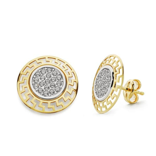 18K PENDIENTES CIRCONITA BICOLOR 12 MM CIERRE PRESION 0