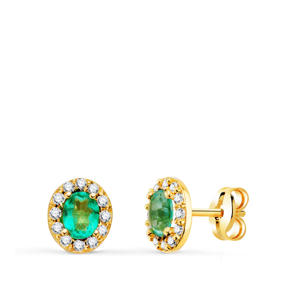18K PENDIENTES ORO AMARILLO PIEDRA OVAL TOPACIO PARAIBA Y CIRCONITAS. 6