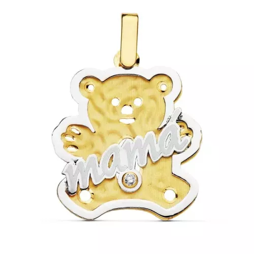 18K COLGANTE BICOLOR MAMA OSO. 22X21 MM 2