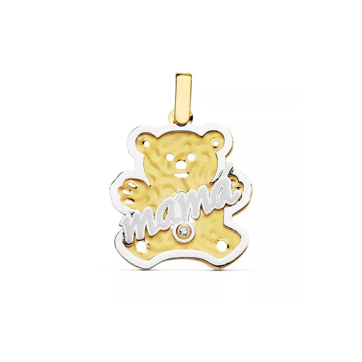 18K COLGANTE BICOLOR MAMA OSO. 22X21 MM 2