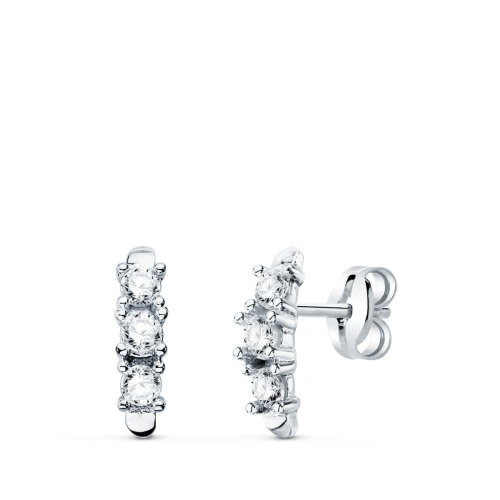 18K PENDIENTES ORO BLANCO CIRCONITA CON GARRAS 9.5X2.5 MM PRESION 0