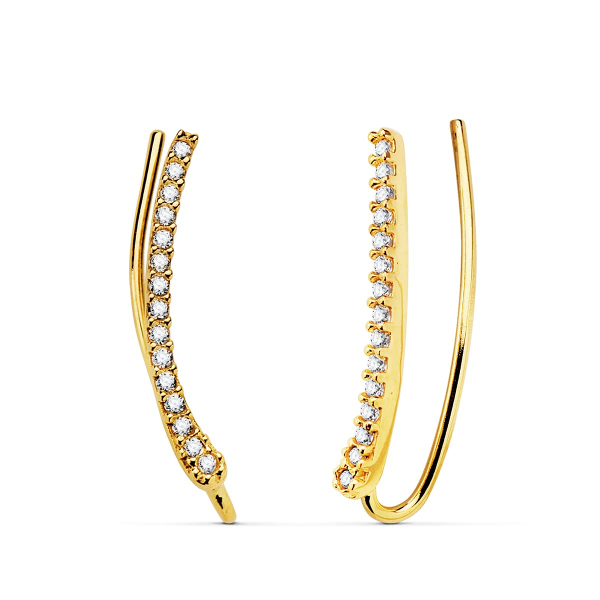 18K PENDIENTES ORO AMARILLO TREPADORES CIRCONITA 17X1 MM 1