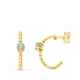 18K PENDIENTES ORO AMARILLO MEDIO ARO BOLITAS CON AGUAMARINA 13X3MM CIERRE PRESION 1