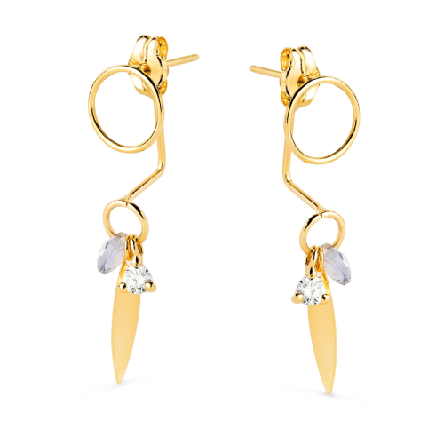 18K PENDIENTES ORO AMARILLO EAR JACKETCON CIRCULO