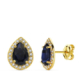 18K PENDIENTES ORO AMARILLO PIEDRA AZUL CIRCNONITAS 10X8 MM CIERRE PRESION 1