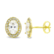 18K PENDIENTES ORO AMARILLO OVAL CIRCONITA 10X8 MM CIERRE PRESION 1