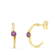 18K PENDIENTES ORO AMARILLO MEDIO ARO LISO CON AMATISTA 15X3 MM CIERRE PRESION. 1