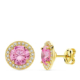 18K PENDIENTES PIEDRA ROSA CIRCONITA 9 MM CIERRE PRESION 1