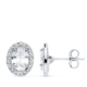 18K PENDIENTES ORO BLANCO OVAL CIRCONITA 10X8 MM CIERRE PRESION 1