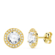 18K PENDIENTES ORO AMARILLO REDONDOS CIRCONITA 9 MM CIERRE PRESION 1