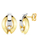 18K PENDIENTES ORO BICOLOR BANDAS Y CIRCONITA 14X9 MM CIERRE PRESION 1