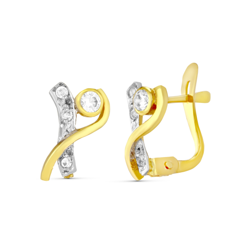18K PENDIENTES ORO BICOLOR CIRCONITA 10X6 MM. CIERRE CATALAN 1