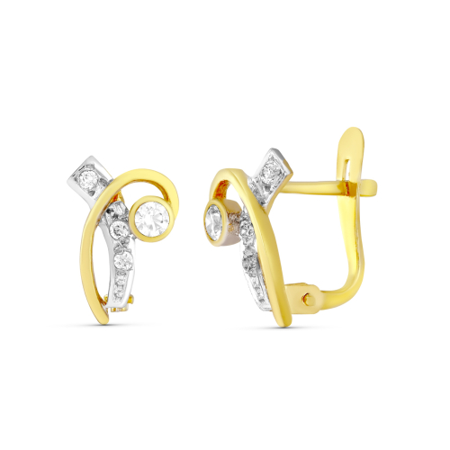 18K PENDIENTES ORO BICOLOR CIRCONITA 11X7 MM. CIERRE CATALAN 1