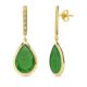 18K PENDIENTES PIEDRA VERDE ORO AMARILLO 33X12 MM CIERRE PRESION 1