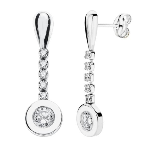 18K PENDIENTES ORO BLANCO CIRCONITA 25X7 MM CIERRE PRESION 1
