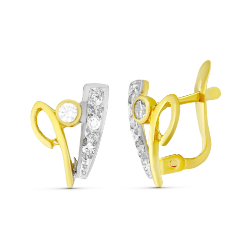 18K PENDIENTES ORO BICOLOR CIRCONITA 11X8 MM. CIERRE CATALAN 1