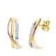 18K PENDIENTES BANDAS TRICOLOR CIRCONITA 15X5 MM CIERRE PRESION 1