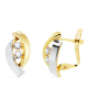 18K PENDIENTES ORO BICOLOR BANDAS Y CIRCONITA 14X8 MM CIERRE CATALÁN 1
