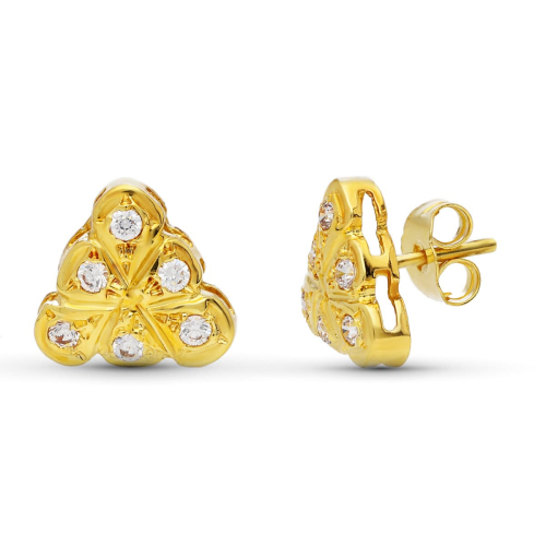 18K PENDIENTES ORO AMARILLO CIRCONITA 9 MM ORO CIERRE PRESION 1