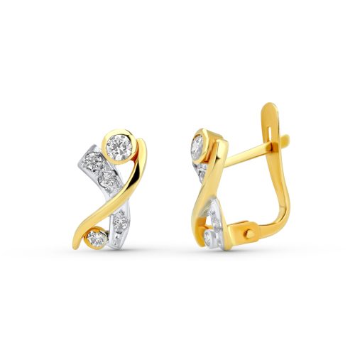 18K PENDIENTES ORO BICOLOR CIRCONITA 10X5 MM CIERRE CATALAN 1