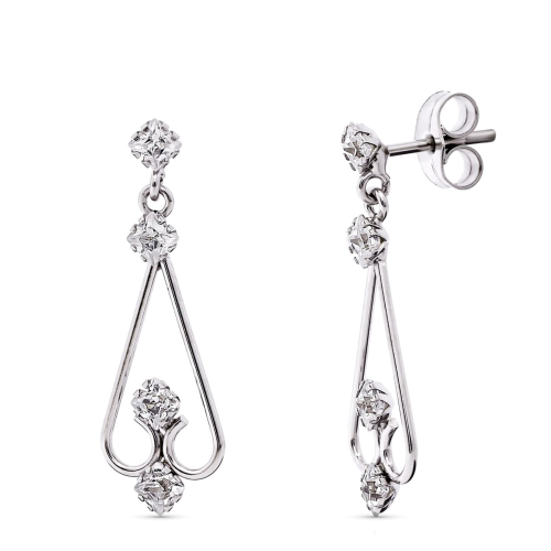 18K PENDIENTES ORO BLANCO CIRCONITA 25X8 MM CIERRE PRESION 1