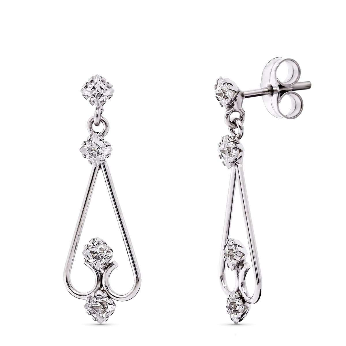 18K PENDIENTES ORO BLANCO CIRCONITA 25X8 MM CIERRE PRESION 1