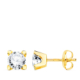 18K PENDIENTES ORO AMARILLO CIRCONITA 5 MM 4 GARRAS CIERRE PRESION 1
