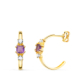 18K PENDIENTES ORO AMARILLO MEDIO ARO AMATISTA CUADRADA Y CIRCONITAS. 14X3