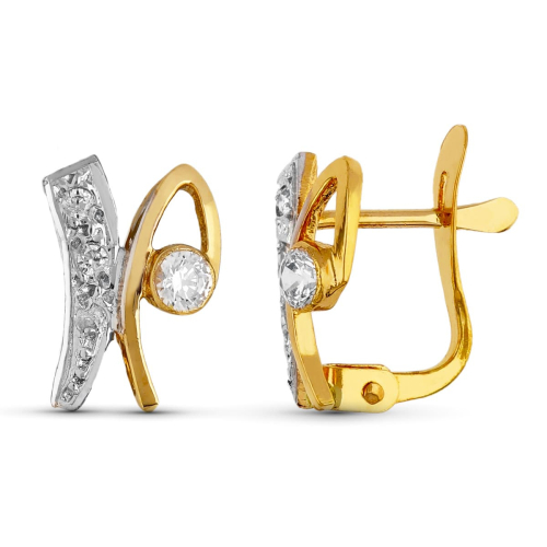 18K PENDIENTES ORO BICOLOR CIRCONITA 10X7 MM CIERRE CATALAN 1