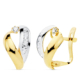 18K PENDIENTES ORO BICOLOR BANDAS Y CIRCONITA 16X9 MM CIERRE CATALAN 1