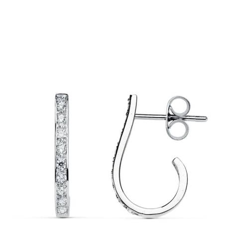 18K PENDIENTES ORO BLANCO CIRCONITA 18X2 MM CIERRE PRESION 1