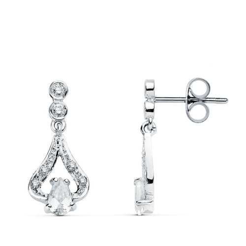 18K PENDIENTES ORO BLANCO CIRCONITA 18X8 MM CIERRE PRESION 1