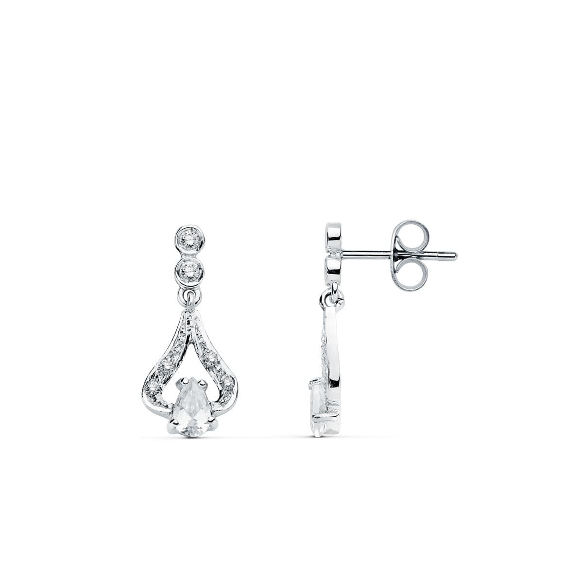 18K PENDIENTES ORO BLANCO CIRCONITA 18X8 MM CIERRE PRESION 1