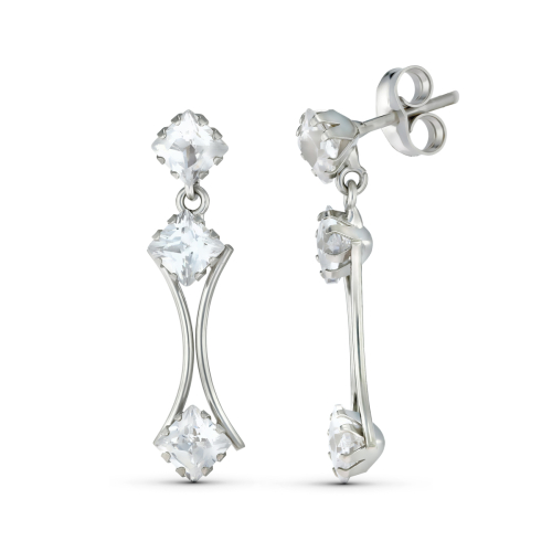 18K PENDIENTES ORO BLANCO DOS CUERPOS CON CIRCONITA 25X6 MM. CIERRE TUERCA 1