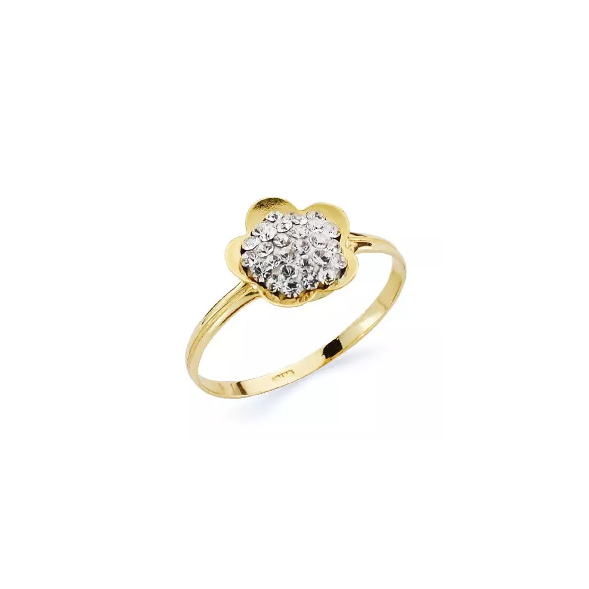 18K SORTIJA ORO AMARILLO FLOR CON CIRCONITAS. ANCHO: 10 MM 0