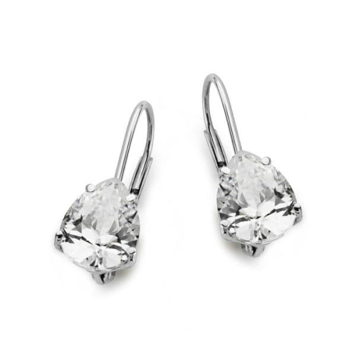 18K PENDIENTES CIRCONITA PERA ORO BLANCO 20X7 MM CIERRE GANCHO 1