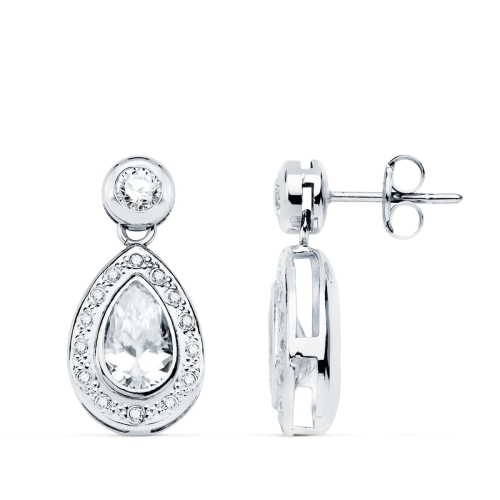 18K PENDIENTES ORO BLANCO CIRCONITA 19X9 MM CIERRE PRESION 1