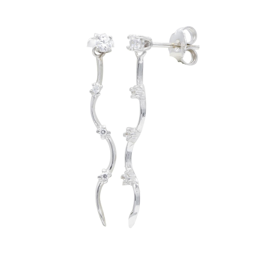 18K PENDIENTES ORO BLANCO LARGOS CON CIRCONITAS 2