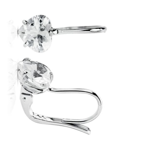 18K PENDIENTES ORO BLANCO PIEDRA CORAZON 7X7 MM CIERRE GANCHO 2