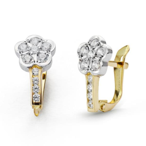 18K PENDIENTES COMUNION BICOLOR CIRCONITA 13X7 MM CIERRE CATALAN 1