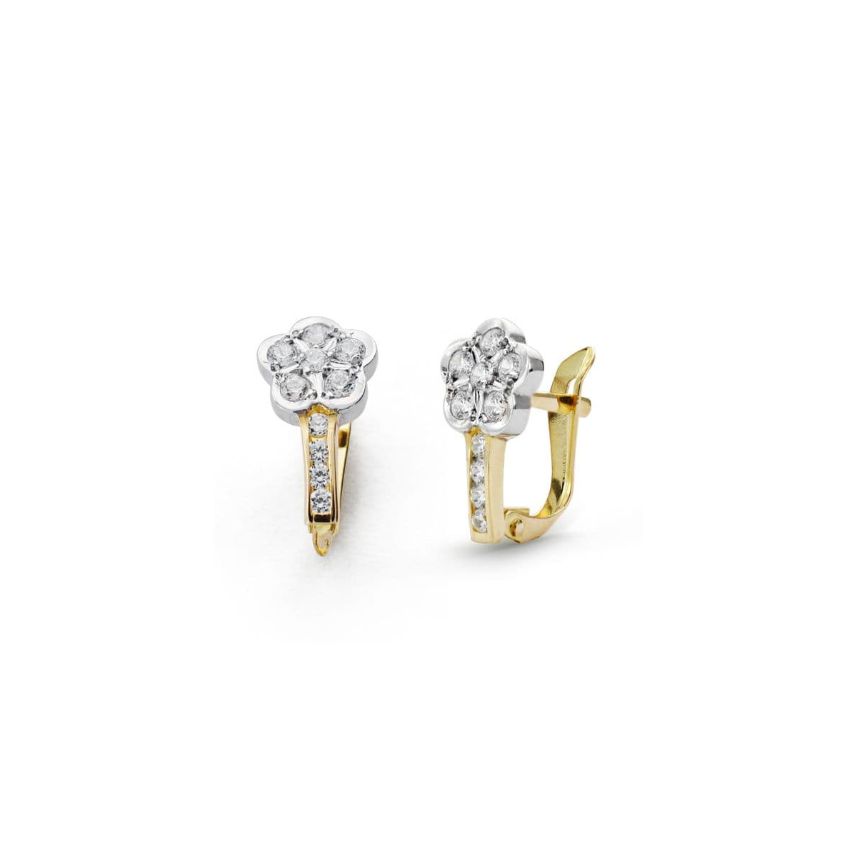 18K PENDIENTES COMUNION BICOLOR CIRCONITA 13X7 MM CIERRE CATALAN 1