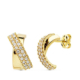 18K PENDIENTES BANDAS CIRCONITA ORO AMARILLO 13X6 MM CIERRE PRESION 2