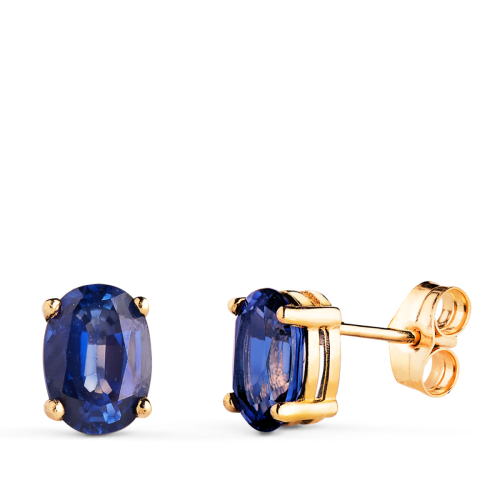 18K PENDIENTES ORO AMARILLO GARRAS ZAFIRO 7X5 MM 1.58 QTS. CIERRE PRESION 1