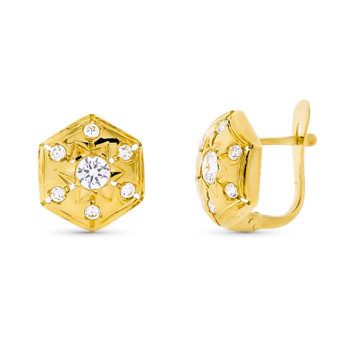 18K PENDIENTES ORO AMARILLO Y CIRCONITA CIERRE CATALAN 2